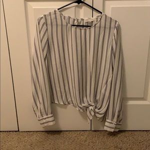 White & black striped long sleeve
